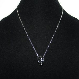Silver and black crown necklace 18"